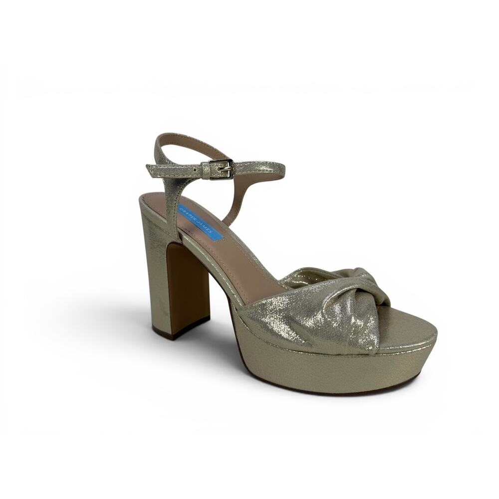 Draper James Paloma Platform Heels Gold Shimmer Sandal Ankle Strap Size 8.5